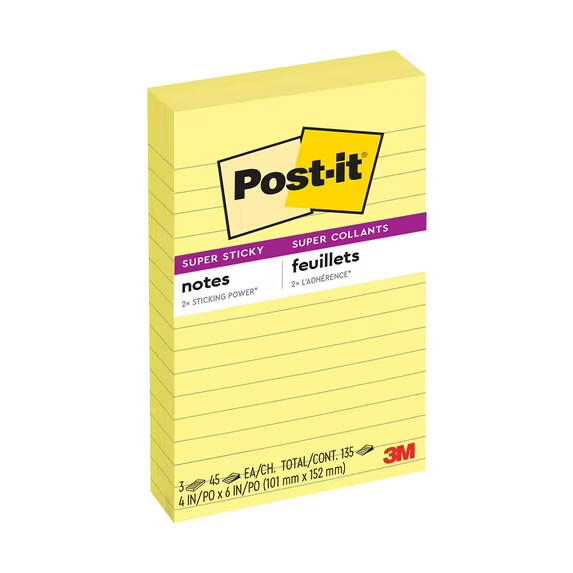 Lined Post-It Pad 6x4 #6609 (12pk / 72ctn)