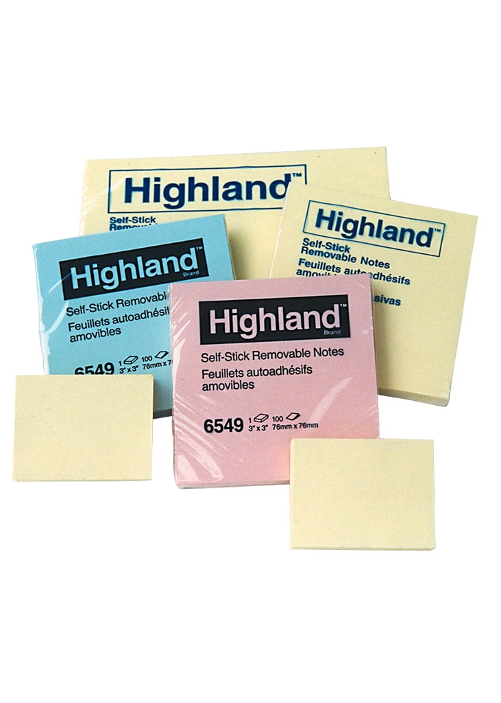 Highland 3x3 Adh. Notes #6549A (ASST COLOURS)