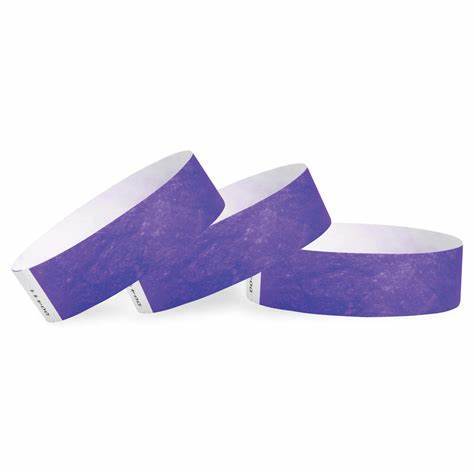 Wristbands 3/4 x 10" PURPLE (Sold as 100/pk)