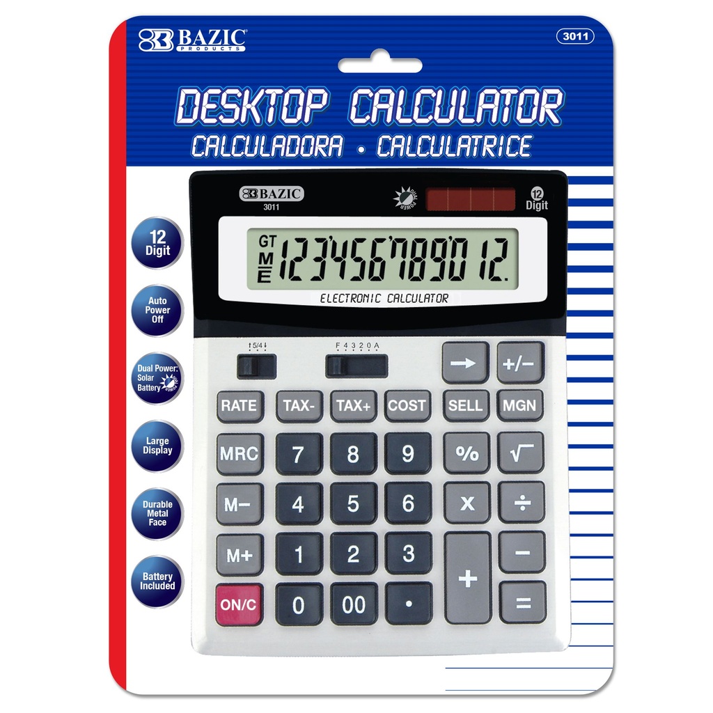 BAZIC 12 Dig Calculator #3011 w/Profit Calculation -  (12/bx)
