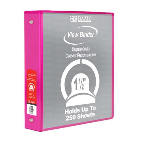 BAZIC 3 Ring 1.5" FUSCHIA PINK #4146 View Binder - (12/ctn)