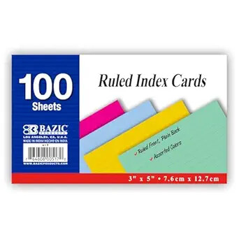 Bazic Index Cards 3x5" #517 COLOURED 100pk - ( 36/ctn)