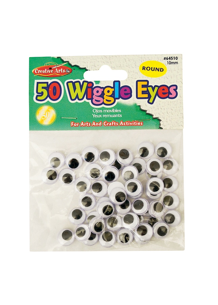 CLI Wiggle Eyes #64510 10mm Round Blk 50bag