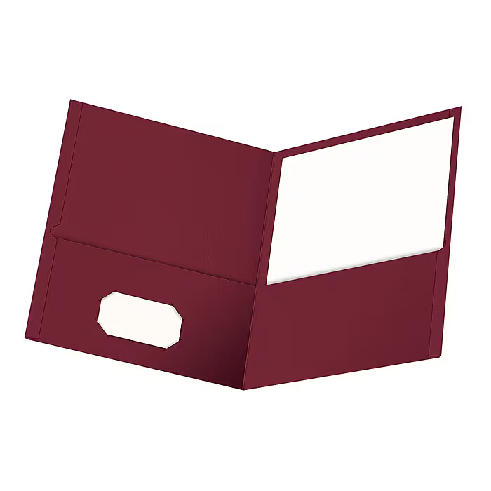 Twin Pocket L/S #57557 BURGUNDY Portfolio - (25/bx)