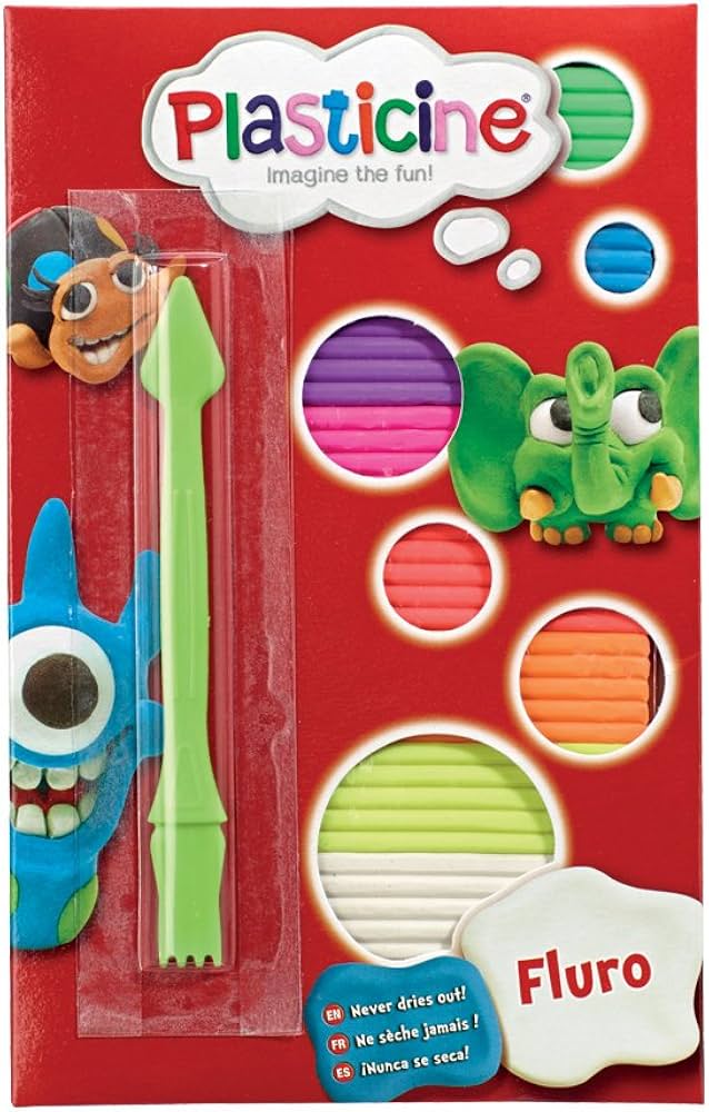 Plasticine FLURO 8 Col pk w/Tool  - (10/bx - 40/ctn)