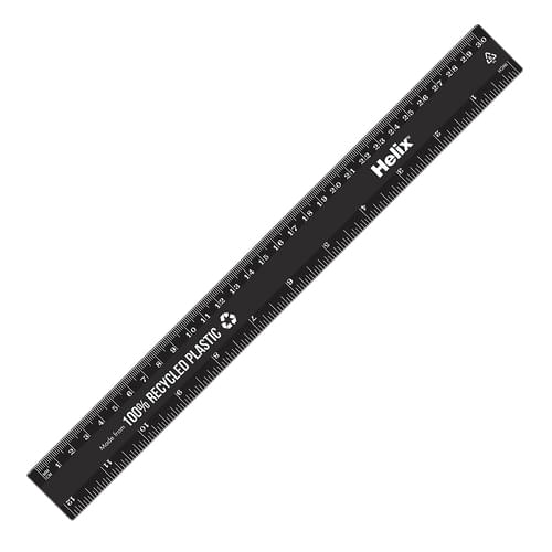 Helix Recycled 12"/30cm Plastic Ruler Black  #11601/11640 - (50/bx)