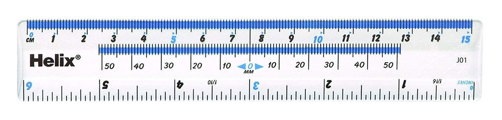 Helix Clear Plastic #YPO/J01025/010301 Ruler 6" (Single) - (50/bx)