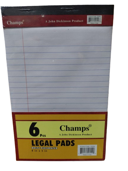 Writing Pads 8x5 White #83584  - (192/bx) (Champs)