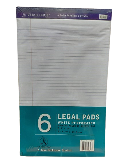 Writing Pads F/S White #82590 Challenge - (96/ctn) 