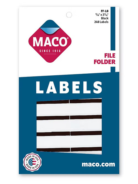 Maco File Folder FF-L8 BLACK Label 248pk - (18/bx)