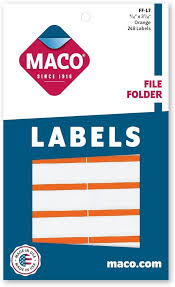 Maco File Folder FF-L7 ORANGE Labels 248s - (18/bx)