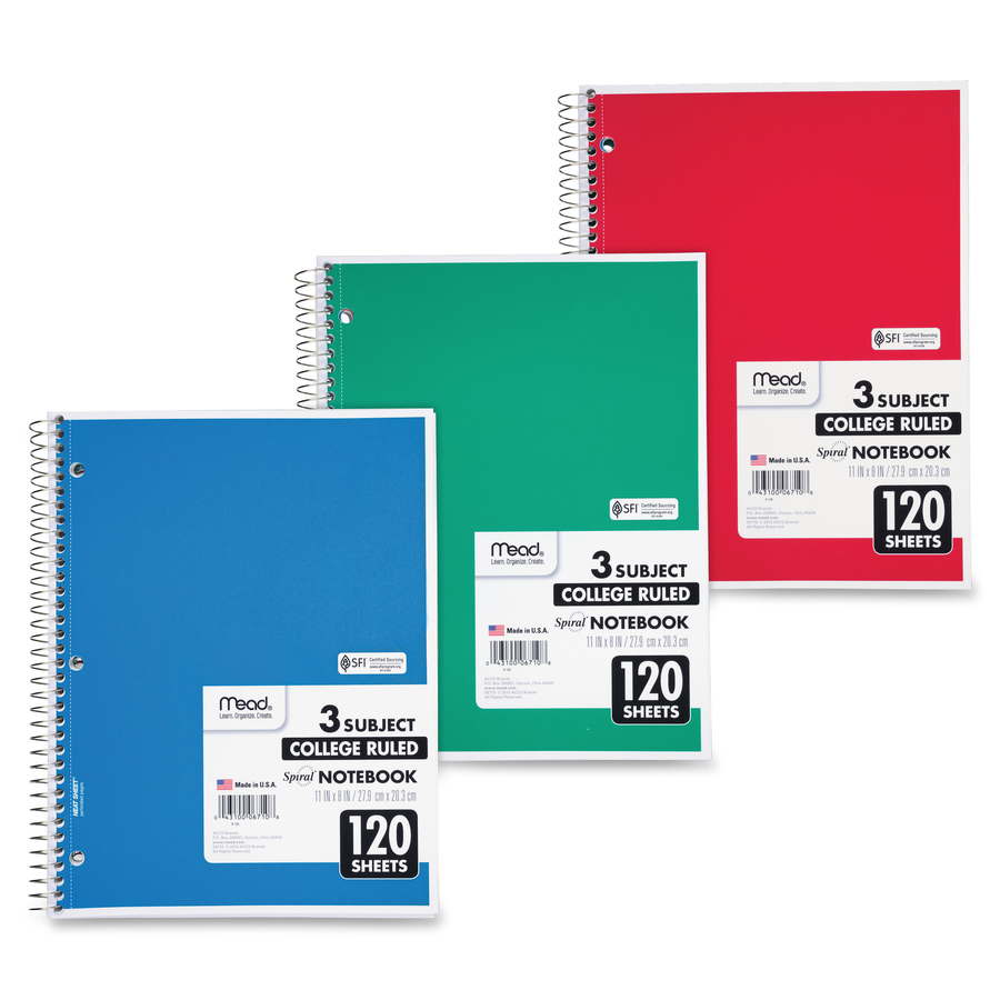 Mead 3 Subject #05746/05748 Notebook - Singular (24/ctn)