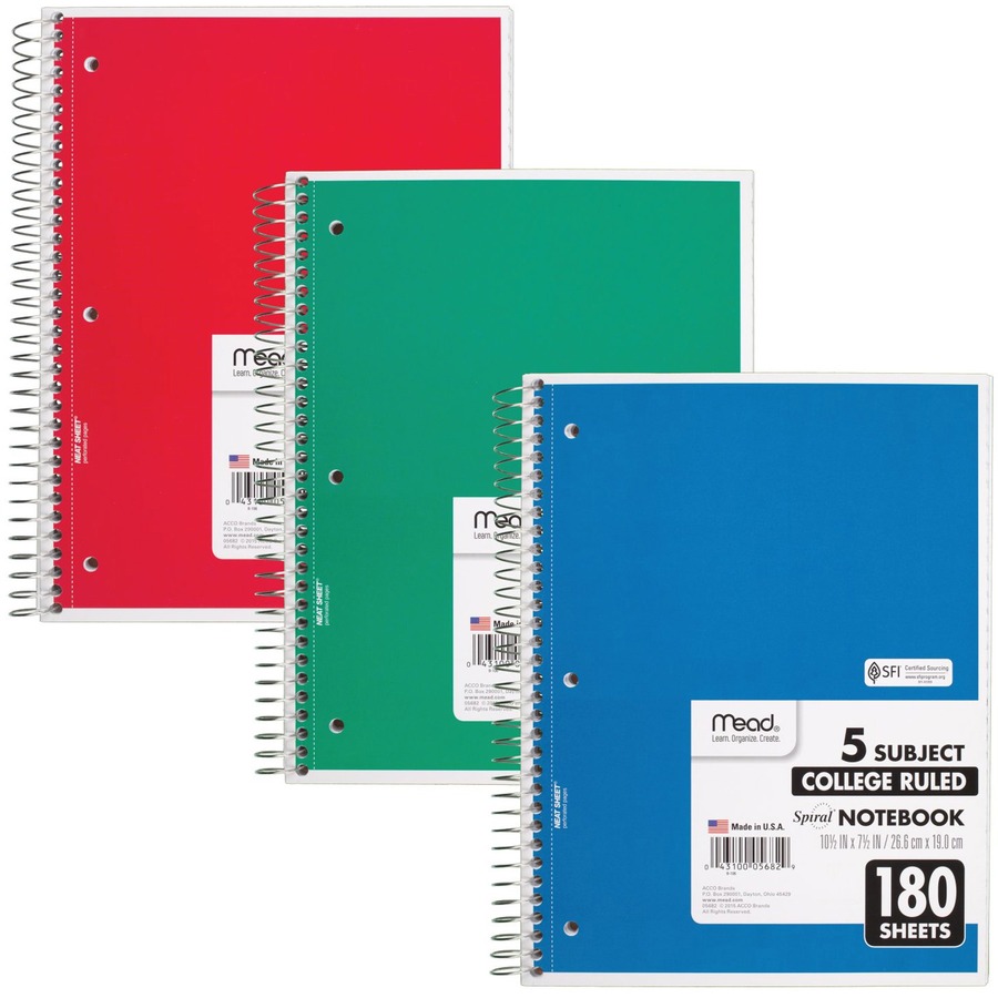 Mead 5 Subject #05680/05682 NoteBook - Sing.  (12/ctn)