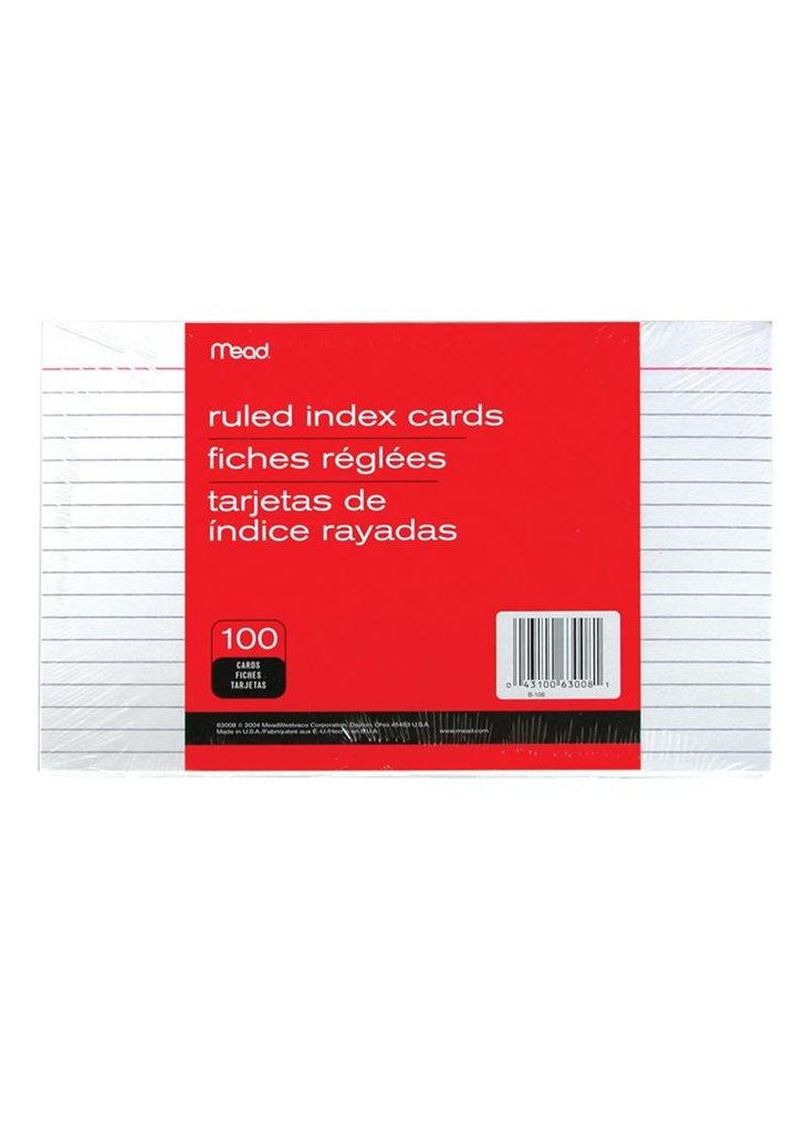 Mead Index Cards 8x5 #63008 Ruled 