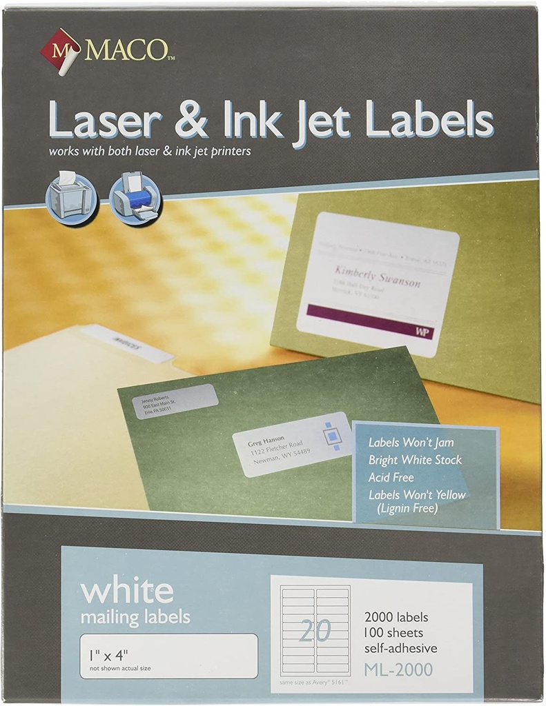 Maco Laser Label 1x4" White