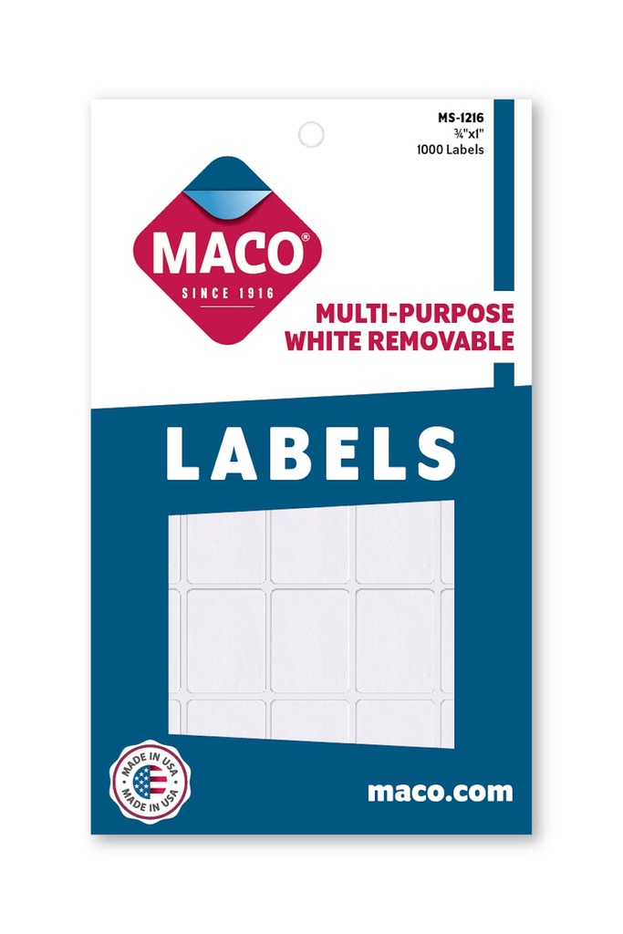 Maco White Labels 3/4x1" 1000s  - (18/bx)