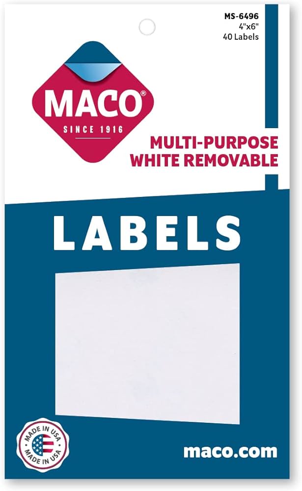 Maco Removable Labels 4x6" 40s  