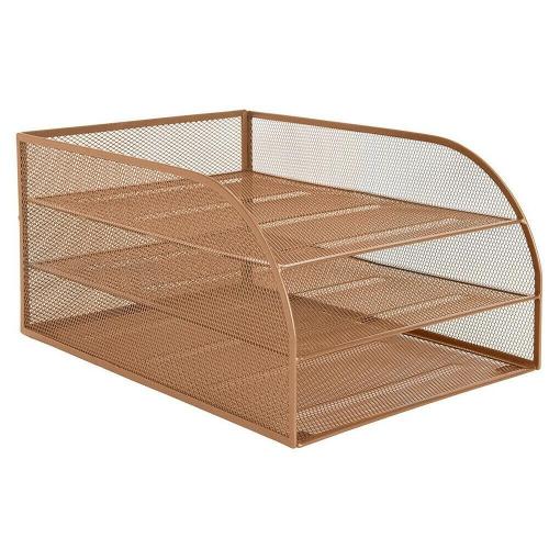 Letter Tray 3 Tier ROSE GOLD Wire Mesh #3TT