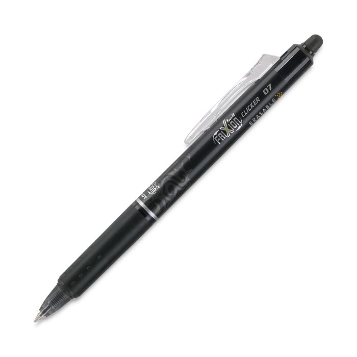 Pilot Frixion Retr. Erasable Ball Clicker BLACK 0.7mm Fine Pen - (10/bx)