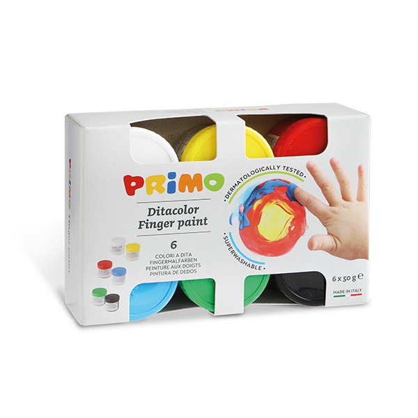 Primo Finger Paints 6 Pot #226TD50S 50ml Assorted
