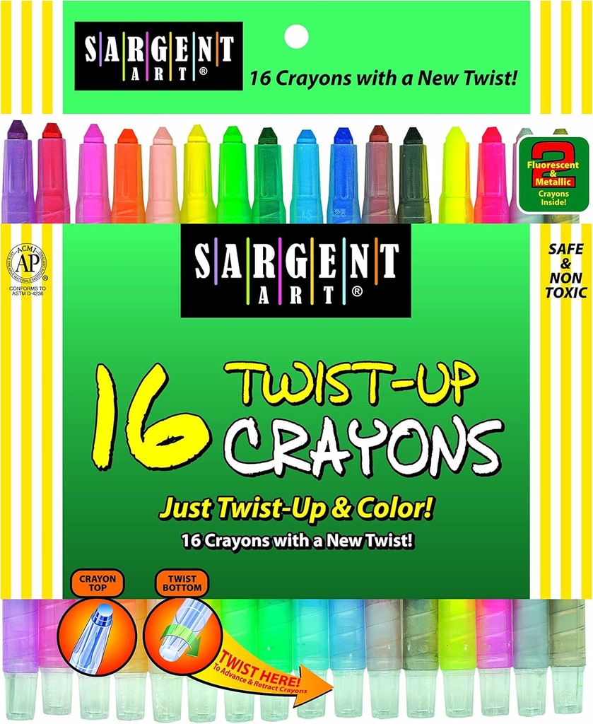 Sargent Art TWIST Up #55-0981 Crayons 16s