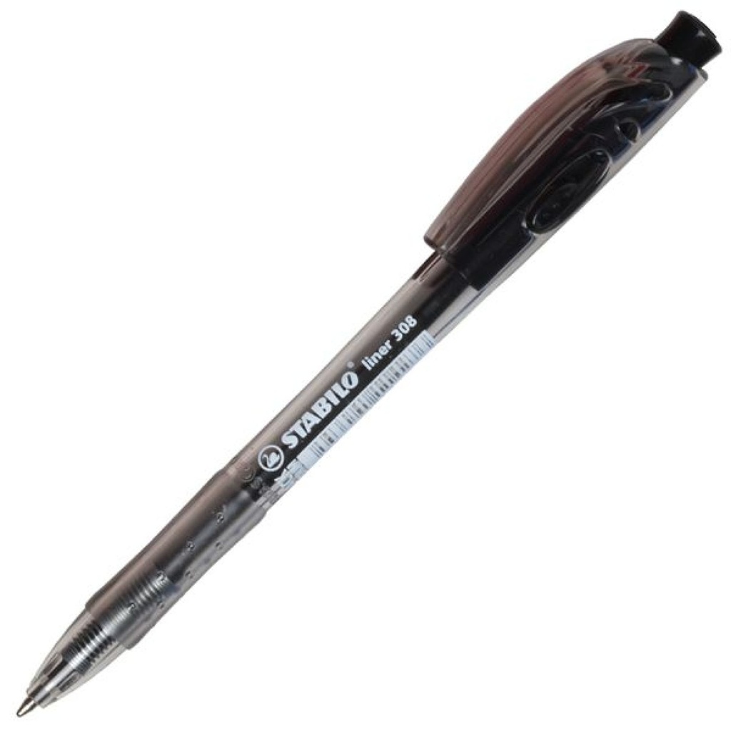 Stabilo BLACK MEDIUM Liner Retractable BallPoint Pen - (10/bx)