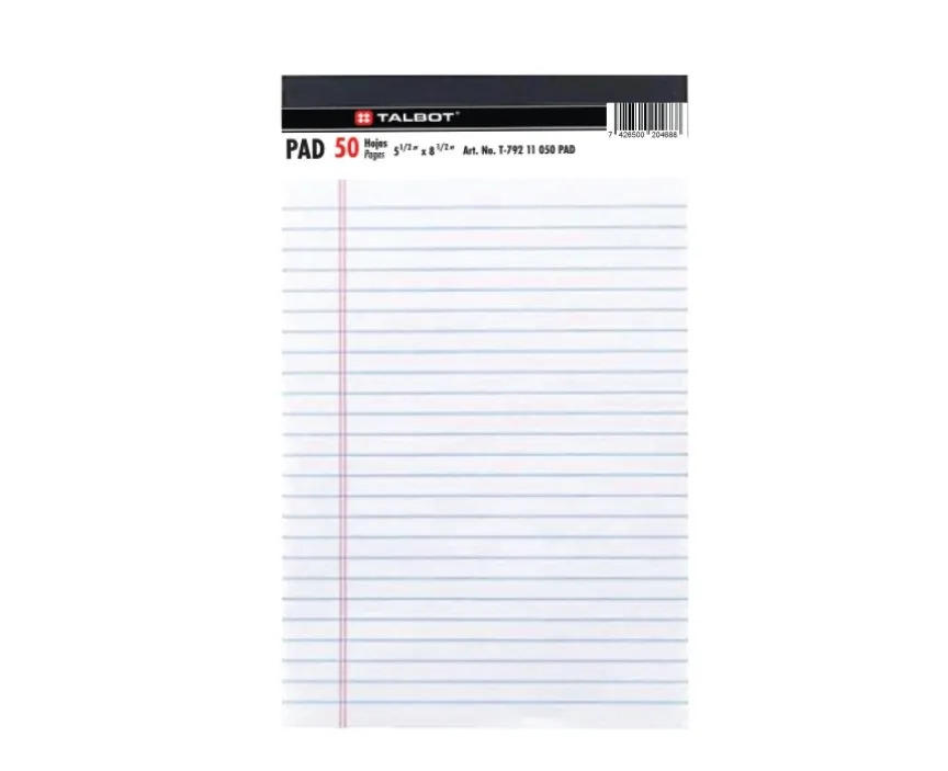 Talbot Writing 8x5 WHITE Pad  