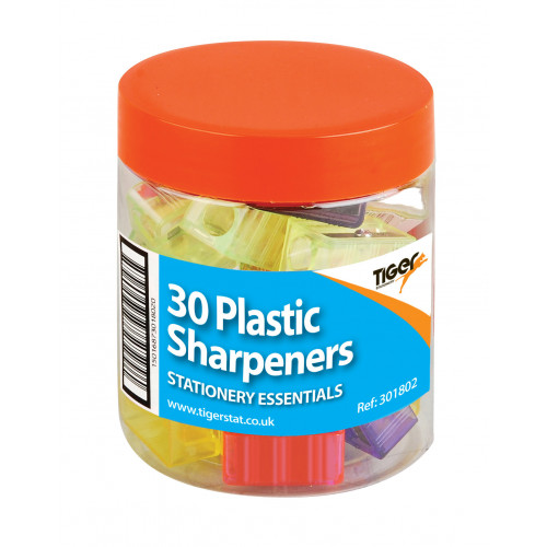 Tiger Sharpener PLASTIC 1 Hole  - (30/Tub)