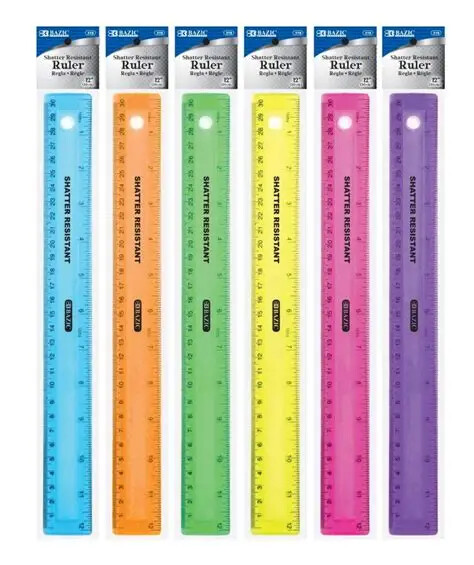 Tiger Ruler Shatterproof ASST COLS 12"/30cm  - (12/bx)
