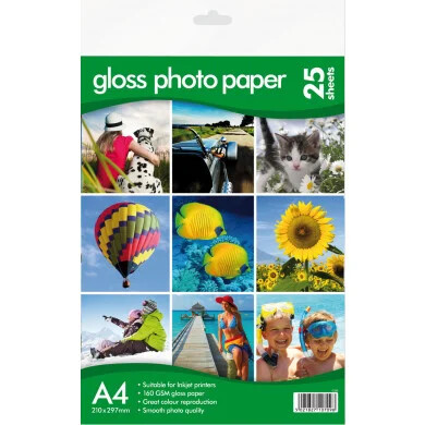 Photo GLOSS A4 160gsm Paper 25sht/pk