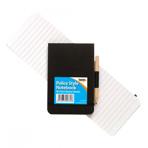 Police Style Notebook Black w/Pencil