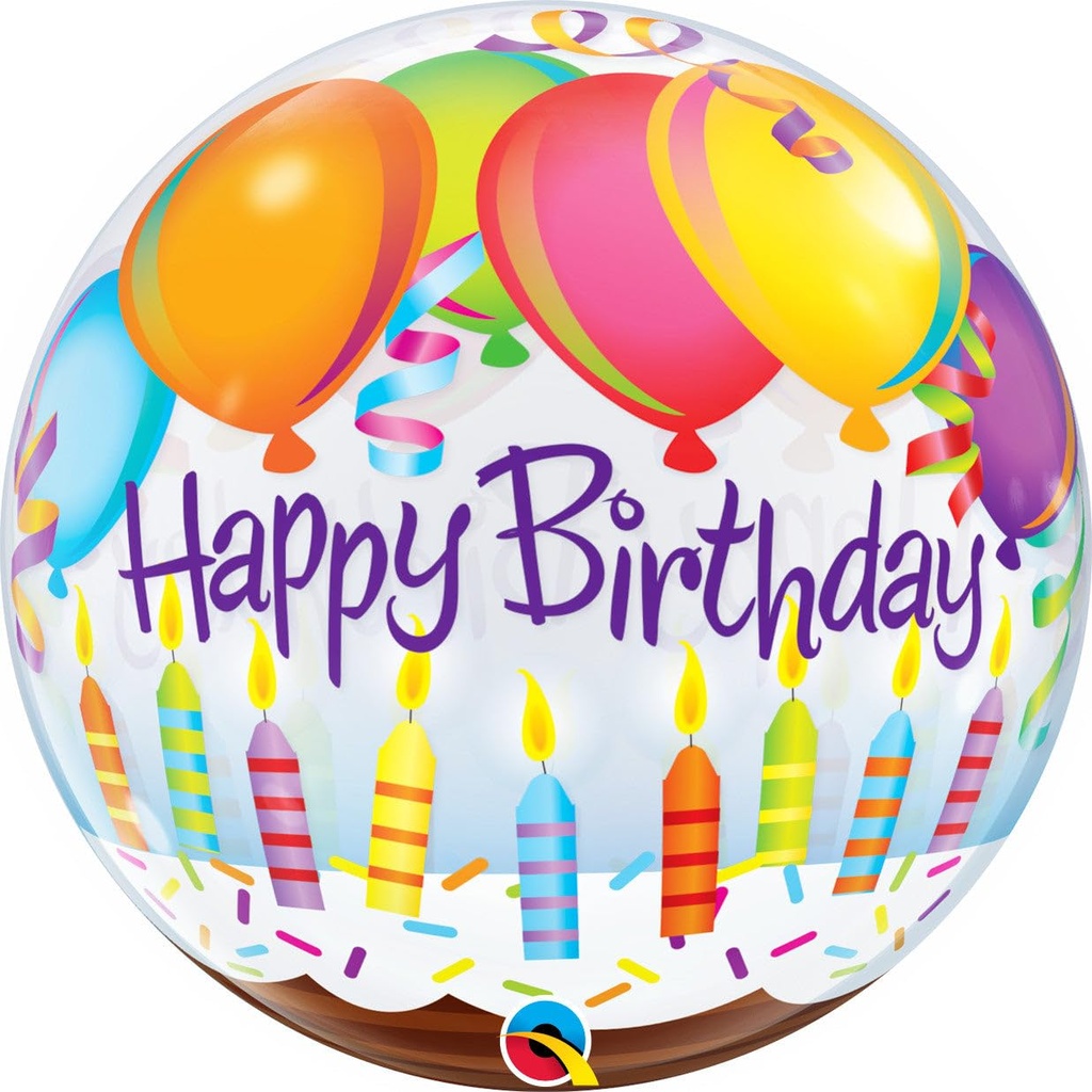 Happy Birthday & Candles 22" Single Bubble Balloon