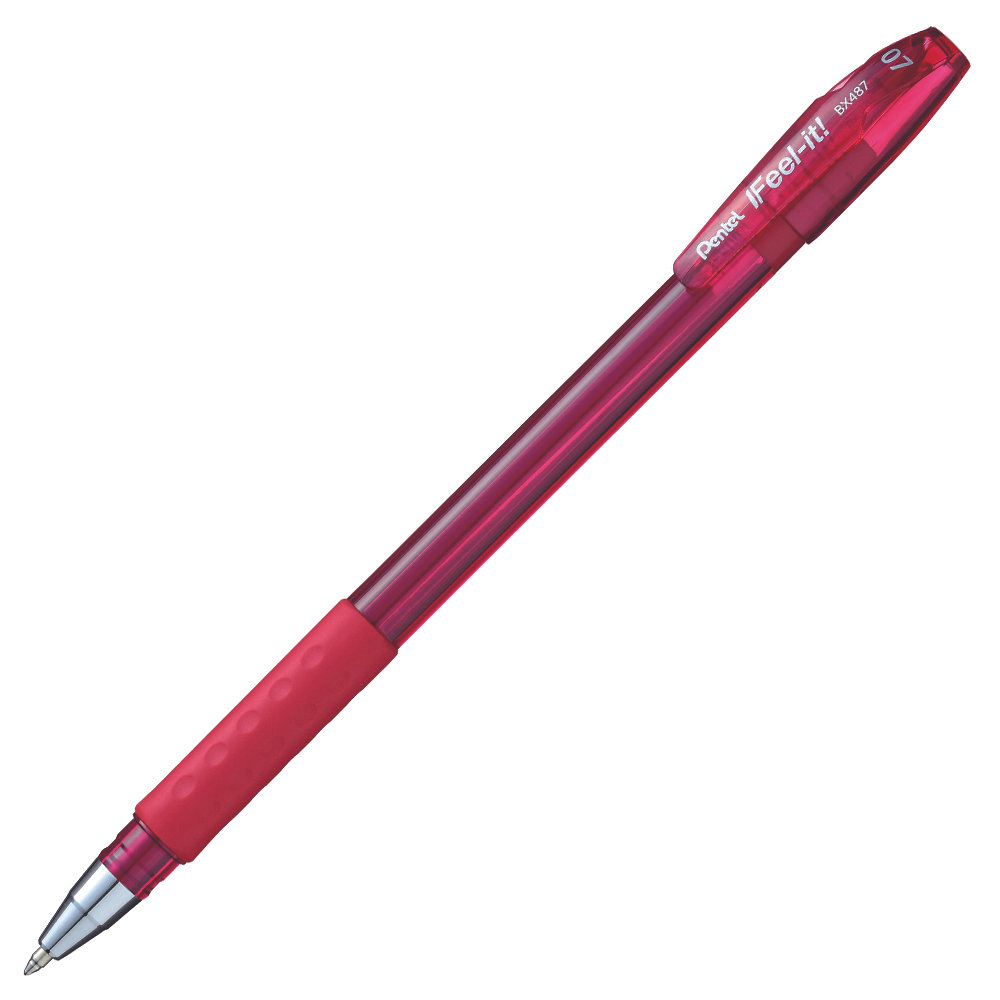 Pentel Feel It BP 0.7mm RED Pen - (12/bx)