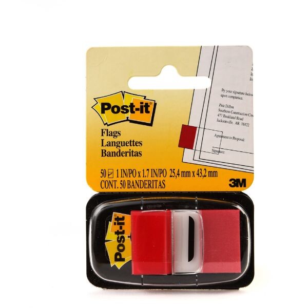 Post It Tape Flags #680-1 RED 1" X 1.7" - Sold Singular.