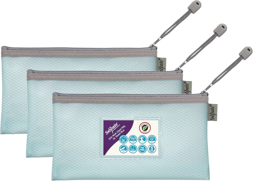 Snopake Eva Zippa Bag DL Pastel Blue (Sold Sing)  - (3/pk)
