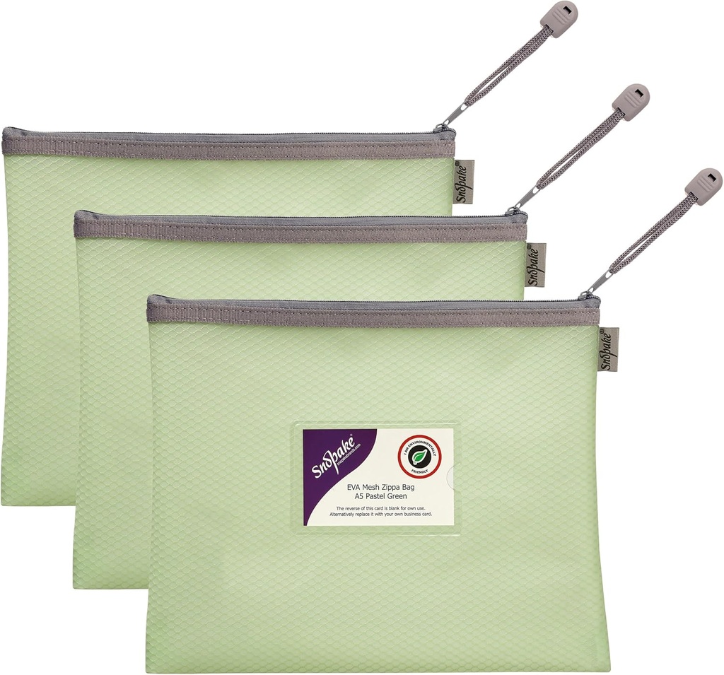 Snopake EVA Zippa Bag A5 Pastel Green (Sold Sing) - (3/pk)