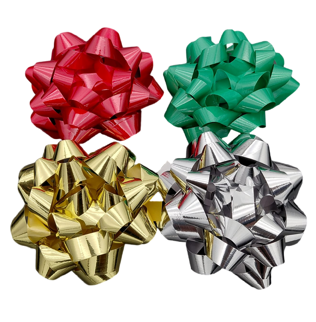 XMAS Bow Bag Large 4" #BOW4LA (Sold as 4pk)