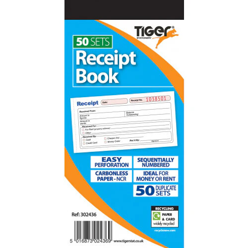 Receipt Book 70x145mm (2.75x5.7") Carbonless