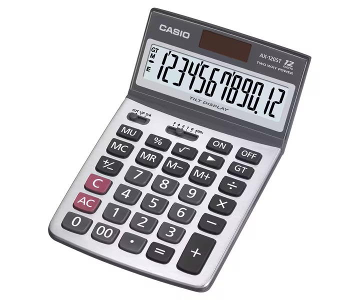Casio Desktop 12 Digit Tilt Display #AX-120ST Calculator