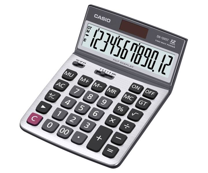 Casio Desktop 12 Digit Tilt Display Silver #DX-120ST Calc.
