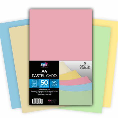 Janrax Pastel Cols A4 160g Card 50sht
