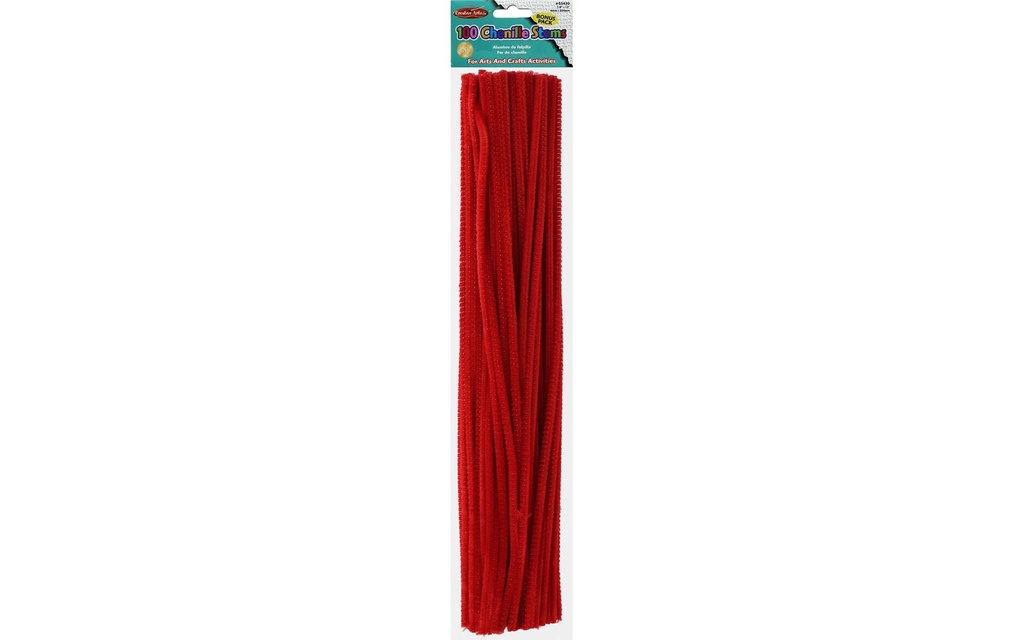 Chenille Stems #65430 4mm/12" RED  100pk