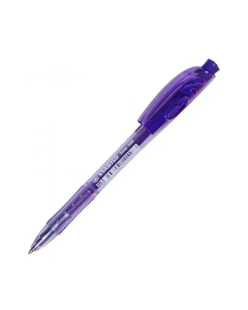 Stabilo PURPLE MEDIUM Liner Retractable BallPoint Pen - (10/bx)