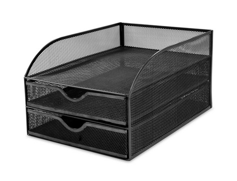 Paper Sorter 2 Drawer Wiremesh BLACK #M2DPS