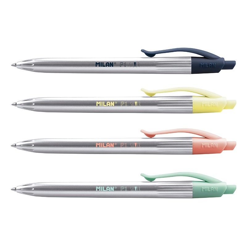 Milan SILVER P1 BLUE 1mm BP Pen #1765779120 (Each) - (20/bx)