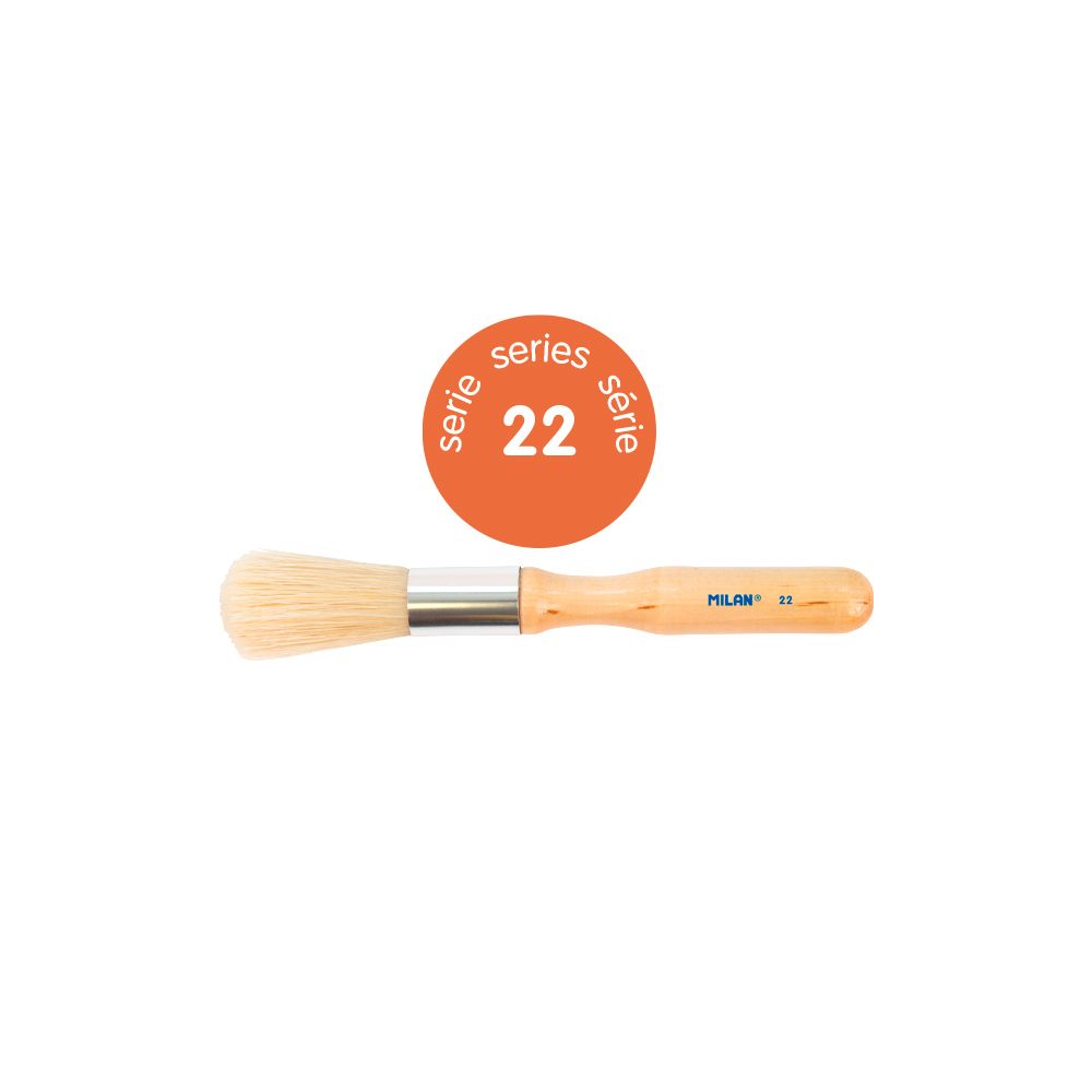 Milan Ser 22 Stubby Long Bristle Paint Brush (SOLD SINGLE) #80317B