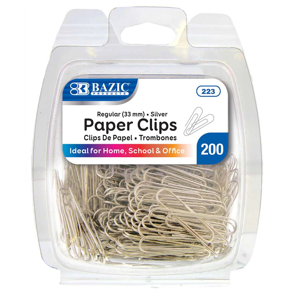 Bazic Paperclips SILVER Regular 33mm #1 200pk - (72/ctn)