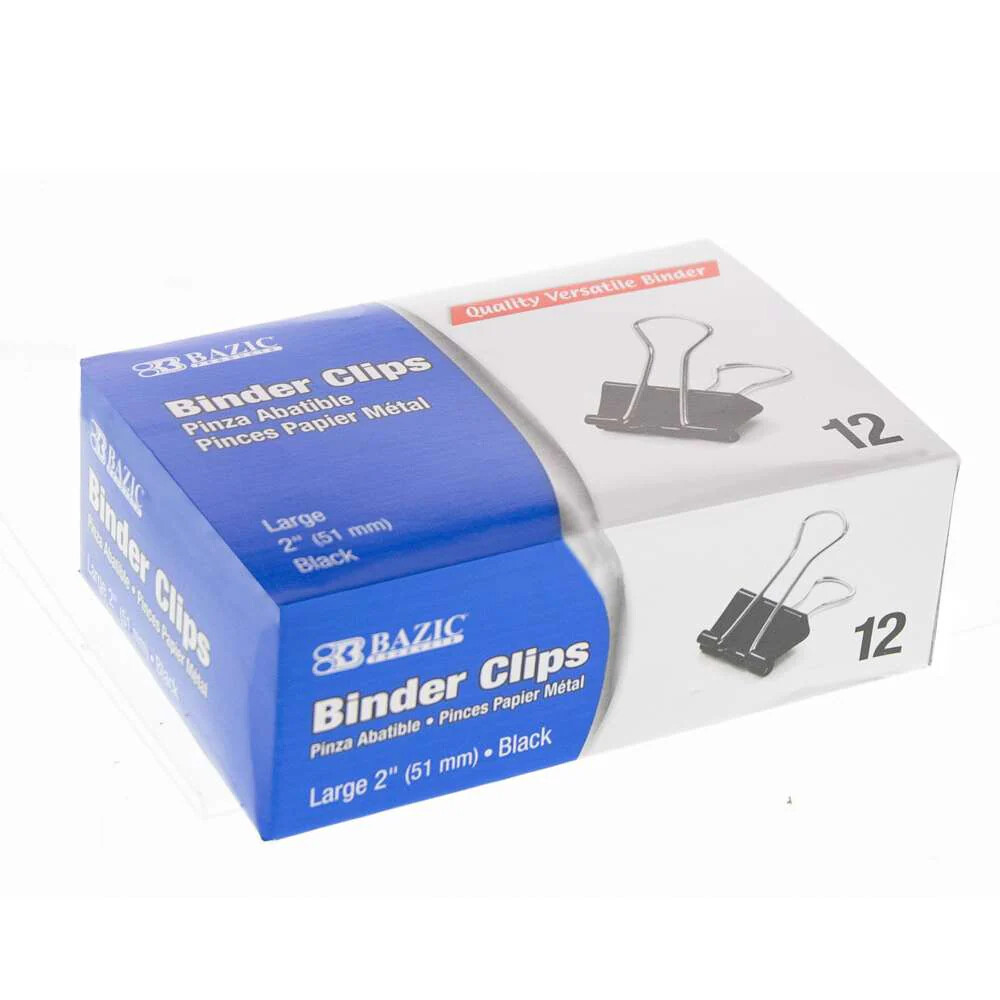 Bazic Foldback Clips LARGE 2" SOLD SINGULAR - (12/bx/12/ctn)