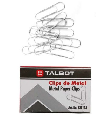 Talbot Paper Clips Nickle 33mm 100pk