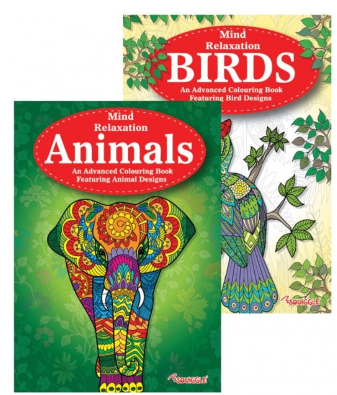 Mind Relaxation BIRDS/ANIMALS A4 Advanced Colouring Book #P2905 